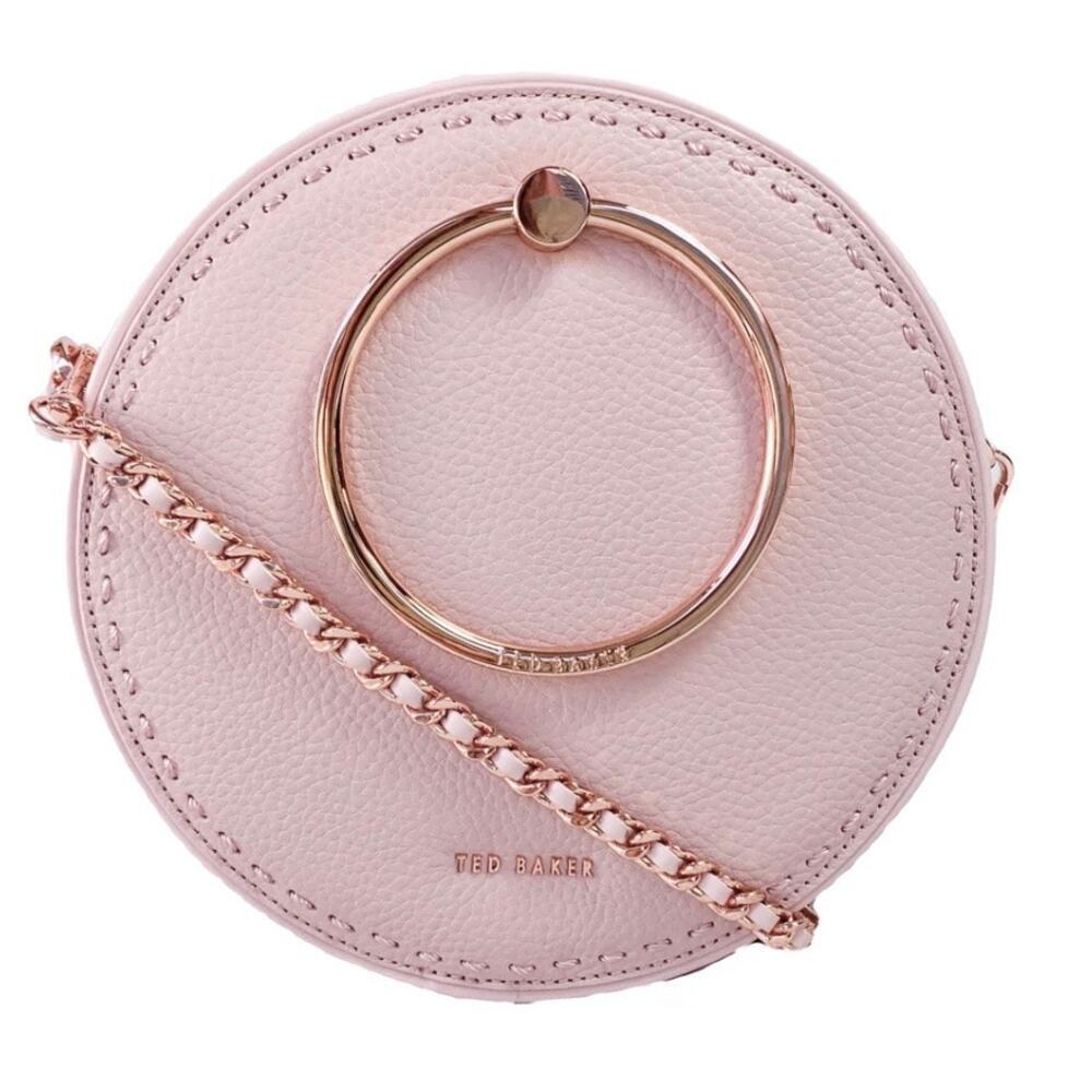 Ted Baker Maddie Circle Leather Crossbody Bag Pink Rose Gold Ring Handle NWT